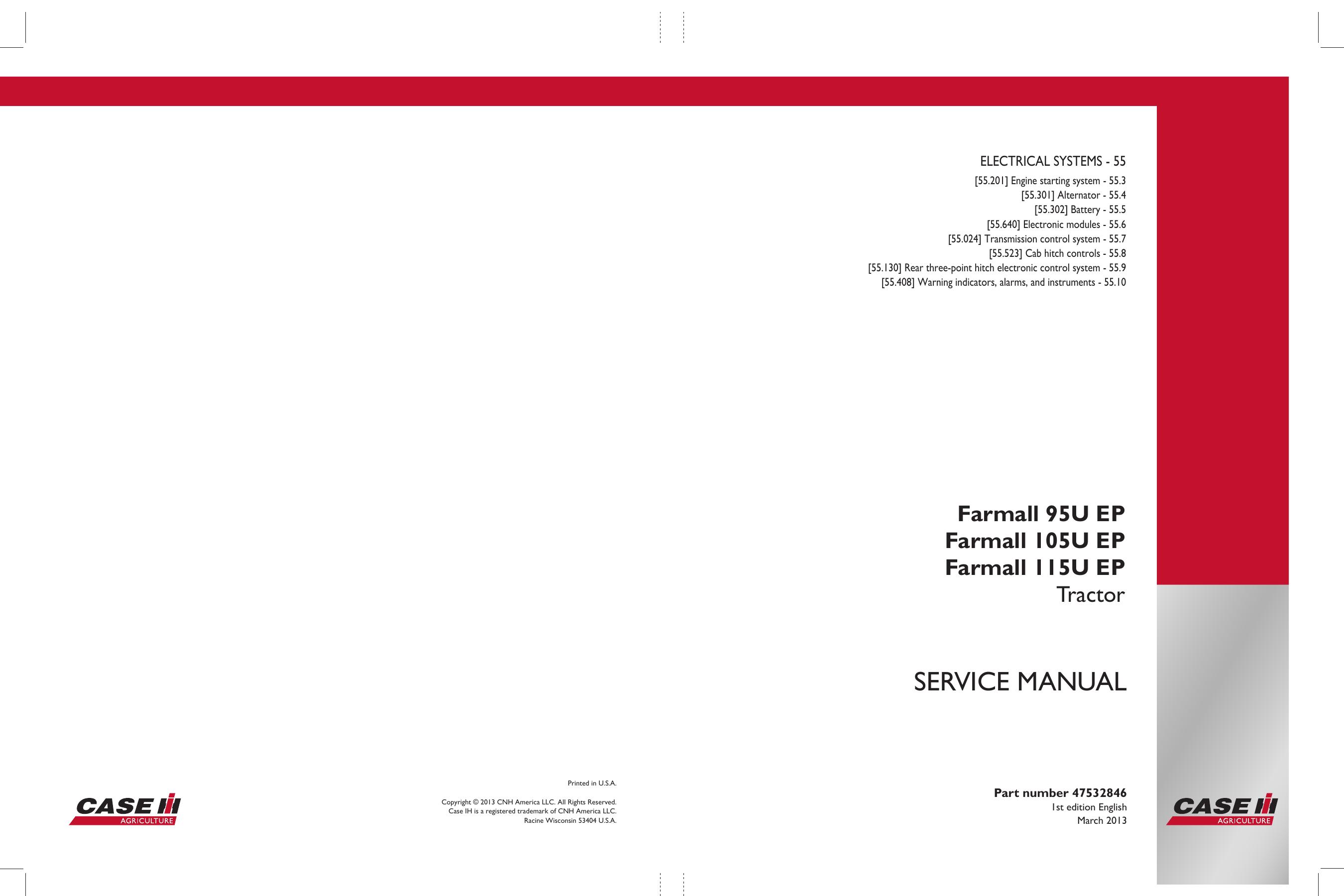 Farmall 95U EP Farmall 105U EP Farmall 115U EP Tractor Service manual (2)